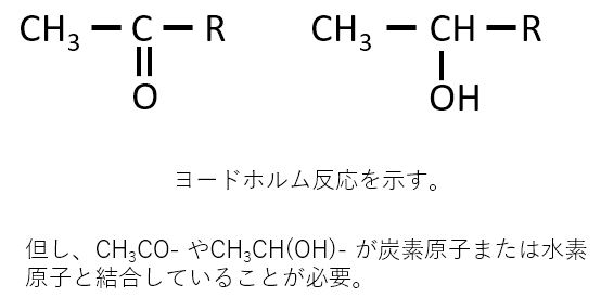 ヨードホルム反応を示す構造